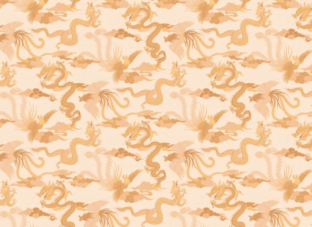 Hovia MX5575YE06R Imperial Gold - tapeta w chińskie smoki