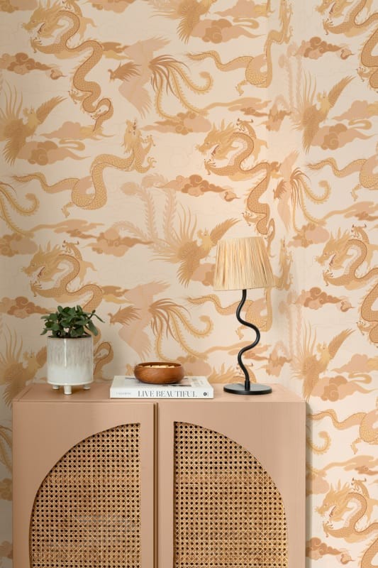 Hovia MX5575YE06R Imperial Gold - tapeta w chińskie smoki