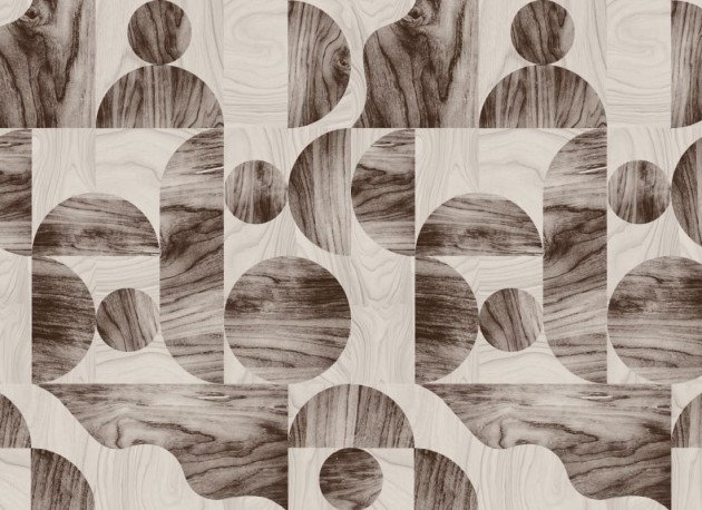 Hovia GE5451BR03R Oak Brown - tapeta geometryczna z motywem drewna