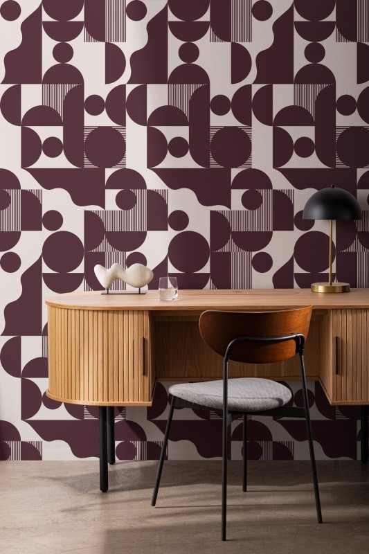 Hovia GE5450RE03R Jazz Burgundy - tapeta w geometryczny wzór