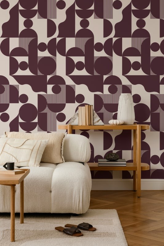 Hovia GE5450RE03R Jazz Burgundy - tapeta w geometryczny wzór