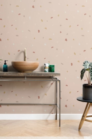 Hovia TZ0012PI04R Dabble Pink - tapeta z motywem lastryko