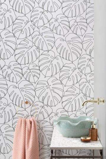 Hovia TR5048BW04R Deliciosa Monochrome - tapeta w liście monstery