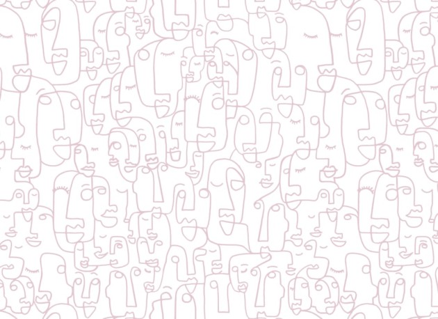 Hovia AB0115PI03R Outline Pink - tapeta w abstrakcyjne twarze