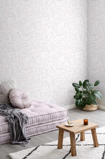 Hovia AB0115PI03R Outline Pink - tapeta w abstrakcyjne twarze