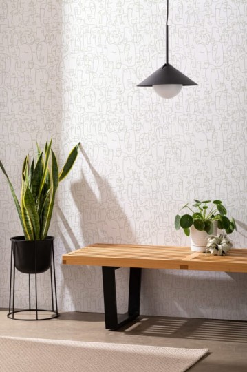 Hovia AB0116GR03R Outline Sage - tapeta w abstrakcyjne twarze