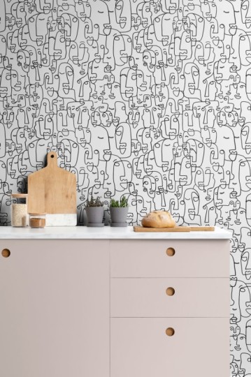 Hovia AB0117BW03R Outline - tapeta w abstrakcyjne twarze