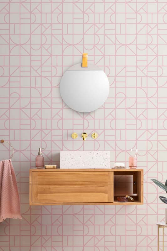 Hovia GE5090PI05R Noyes Pink - tapeta w geometryczny wzór