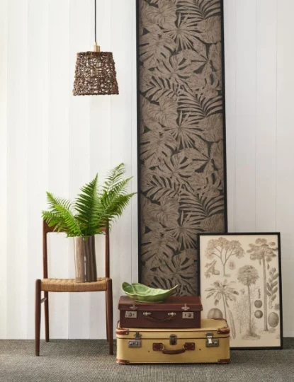 Casadeco 86431441 Vegetals Granada Beige Lin – tapeta w liście palmy