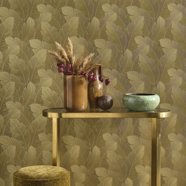 Casadeco 201297447 Vegetals Yuto Vert eucalyptus – tapeta w liście