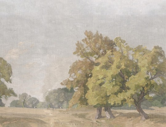 Boras Tapeter 9669W Studio Landscape Hedgerow Green – mural jak obraz z krajobrazem drzew