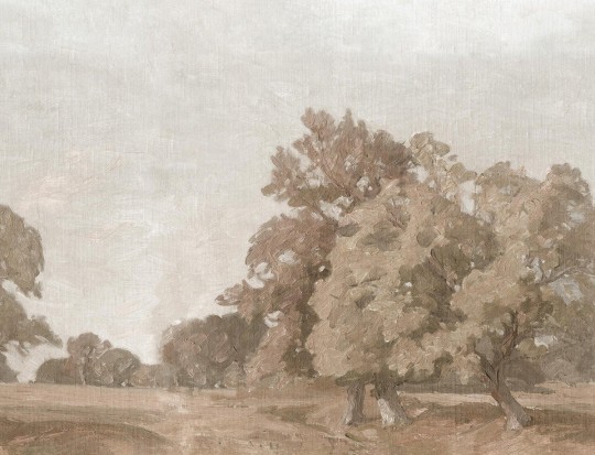 Boras Tapeter 9671W Studio Landscape Hedgerow Brown – mural jak obraz z krajobrazem drzew