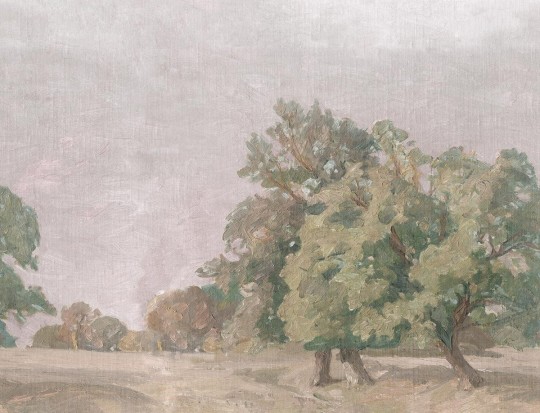 Boras Tapeter 9670W Studio Landscape Hedgerow Green – mural jak obraz z krajobrazem drzew