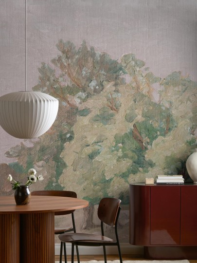 Boras Tapeter 9670W Studio Landscape Hedgerow Green – mural jak obraz z krajobrazem drzew