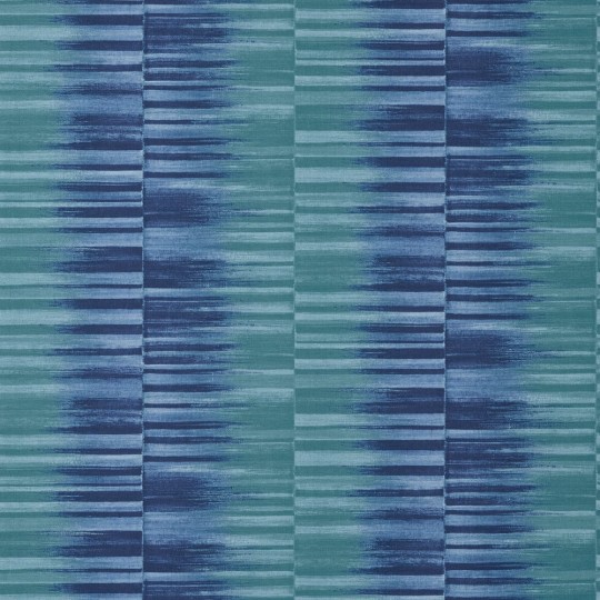 Thibaut T10088 Tropics Mekong Stripe Turquoise and Navy - tapeta w paski inspirowane ikatem