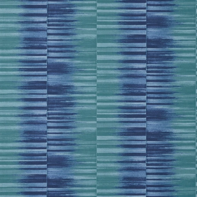 Thibaut T10088 Tropics Mekong Stripe Turquoise and Navy - tapeta w paski inspirowane ikatem