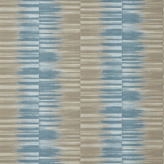 Thibaut T10092 Tropics Mekong Stripe Spa Blue and Beige - tapeta w paski inspirowane ikatem