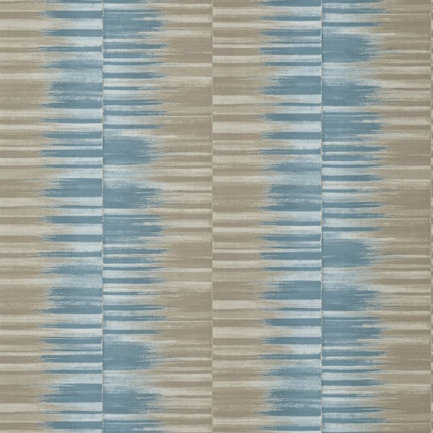 Thibaut T10092 Tropics Mekong Stripe Spa Blue and Beige - tapeta w paski inspirowane ikatem