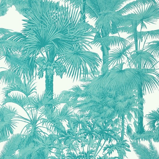 Thibaut T10101 Tropics Palm Botanical Turquoise - tapeta w palmy