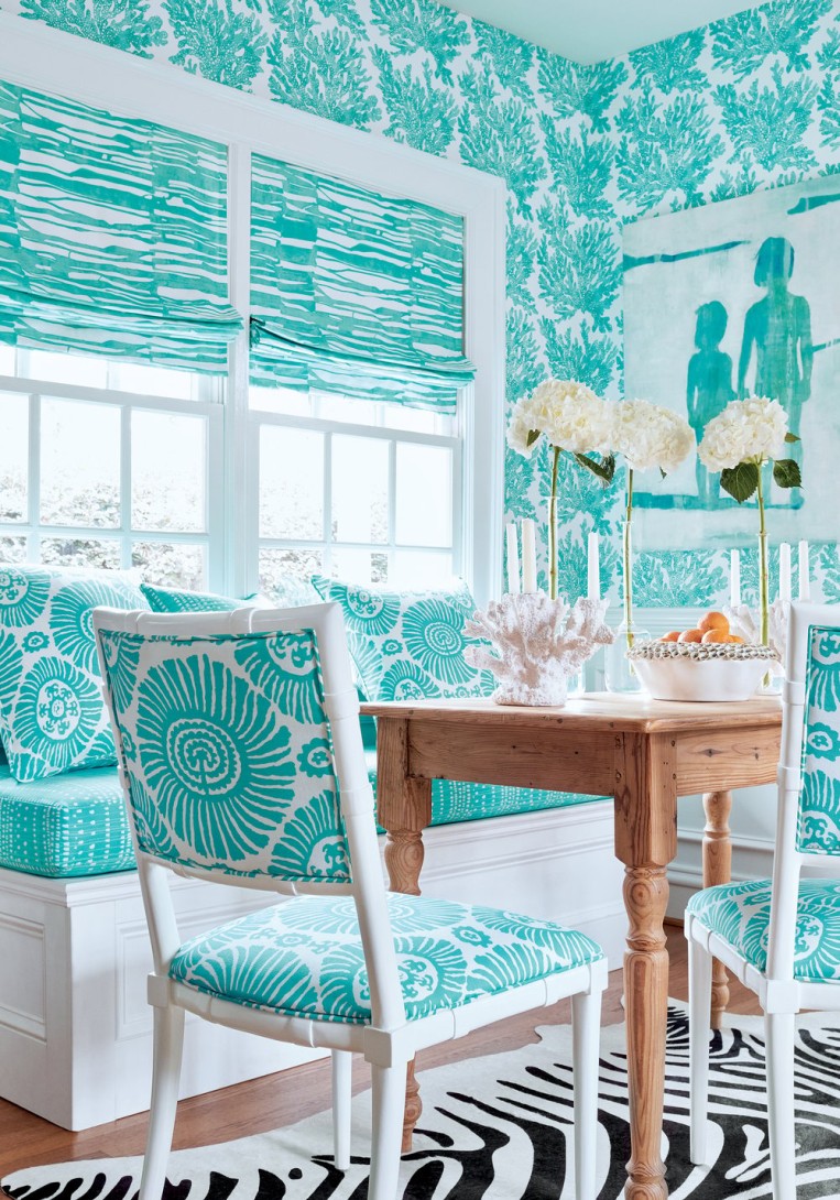 Thibaut T10121 Tropics Marine Coral Turquoise - tapeta w motyw koralowca