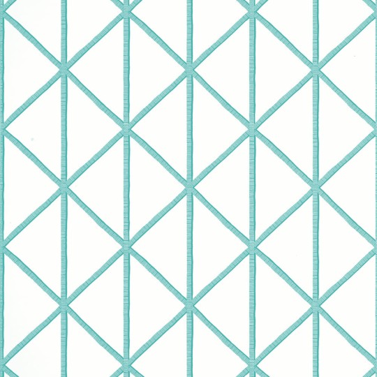 Thibaut T10132 Tropics Box Kite Turquoise - tapeta w kratownicę