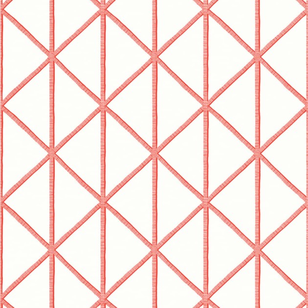 Thibaut T10137 Tropics Box Kite Coral - tapeta w kratownicę