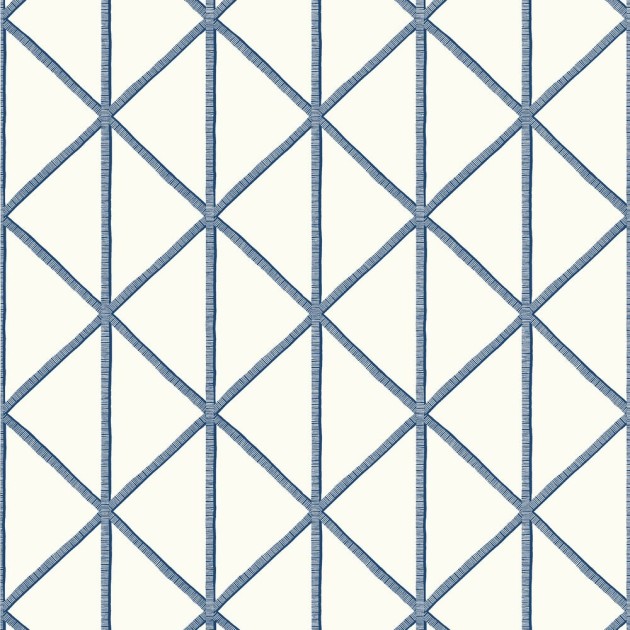 Thibaut T10139 Tropics Box Kite Navy - tapeta w kratownicę