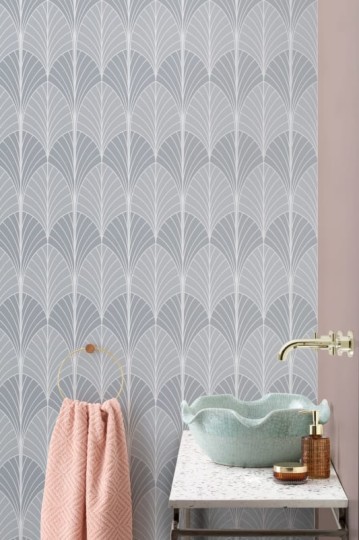 Hovia AD5007GE03R Deco Grey - tapeta w palmy w stylu art deco