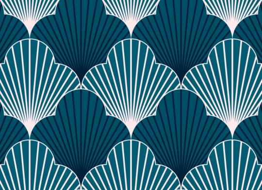 Hovia AD5005BH03R Scallop Blue - tapeta w muszle w stylu art deco