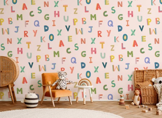 Hovia CH5215PI07R Letters Pink - tapeta dla dzieci w literki