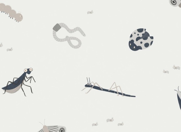 Hovia AN0049BU05R Buggy Blue - tapeta dla dzieci w owady