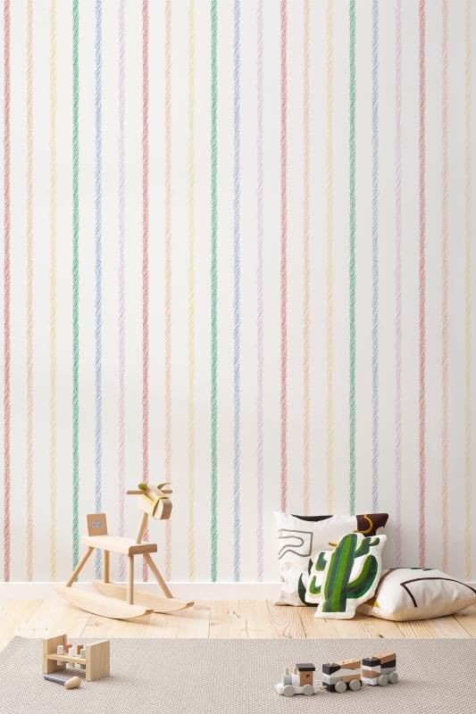 Hovia CH0403MU08R Ballpoint Stripes - tapeta dla dzieci w kolorowe paski