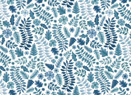 Hovia FL5209BU07R Heidi Blue - tapeta w akwarelowe rośliny