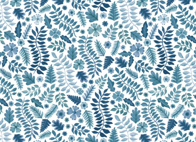 Hovia FL5209BU07R Heidi Blue - tapeta w akwarelowe rośliny