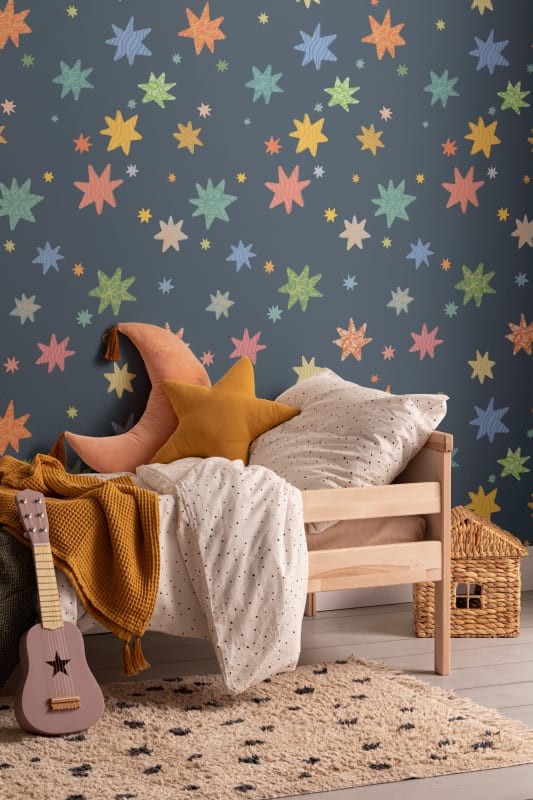 Hovia CH5110BU07R Starbrite Navy - tapeta dla dzieci w gwiazdy