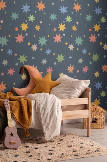 Hovia CH5110BU07R Starbrite Navy - tapeta dla dzieci w gwiazdy