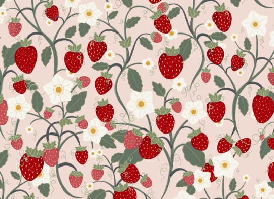 Hovia FL5037PI03R Strawberry Fields - tapeta w truskawki