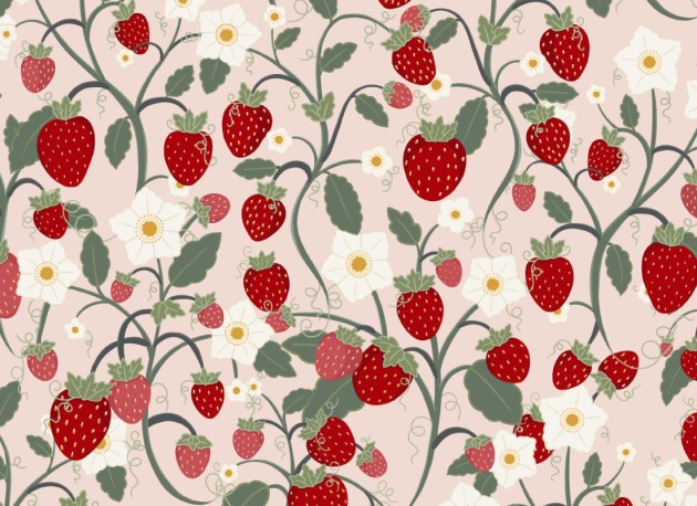 Hovia FL5037PI03R Strawberry Fields - tapeta w truskawki