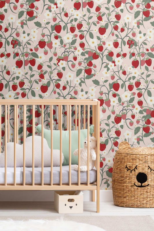 Hovia FL5037PI03R Strawberry Fields - tapeta w truskawki