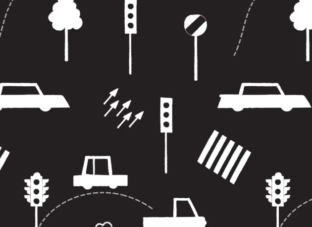 Hovia CH5008BW02R Traffic - tapeta dla dzieci w motyw drogowy