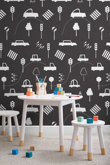Hovia CH5008BW02R Traffic - tapeta dla dzieci w motyw drogowy