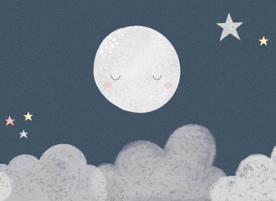 Hovia CH0088BU02W Luna - mural dla dzieci w nocne niebo