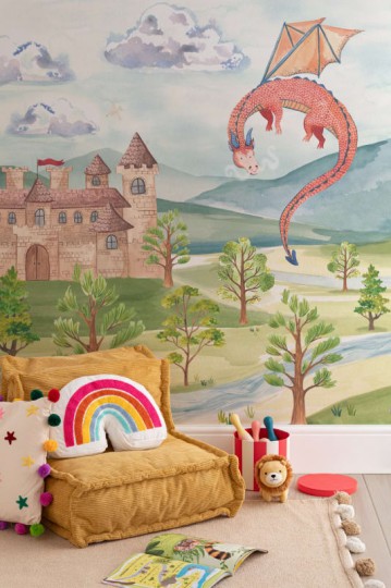 Hovia CH0292MU07W Legend Dawn - mural dla dzieci w smoka i zamek