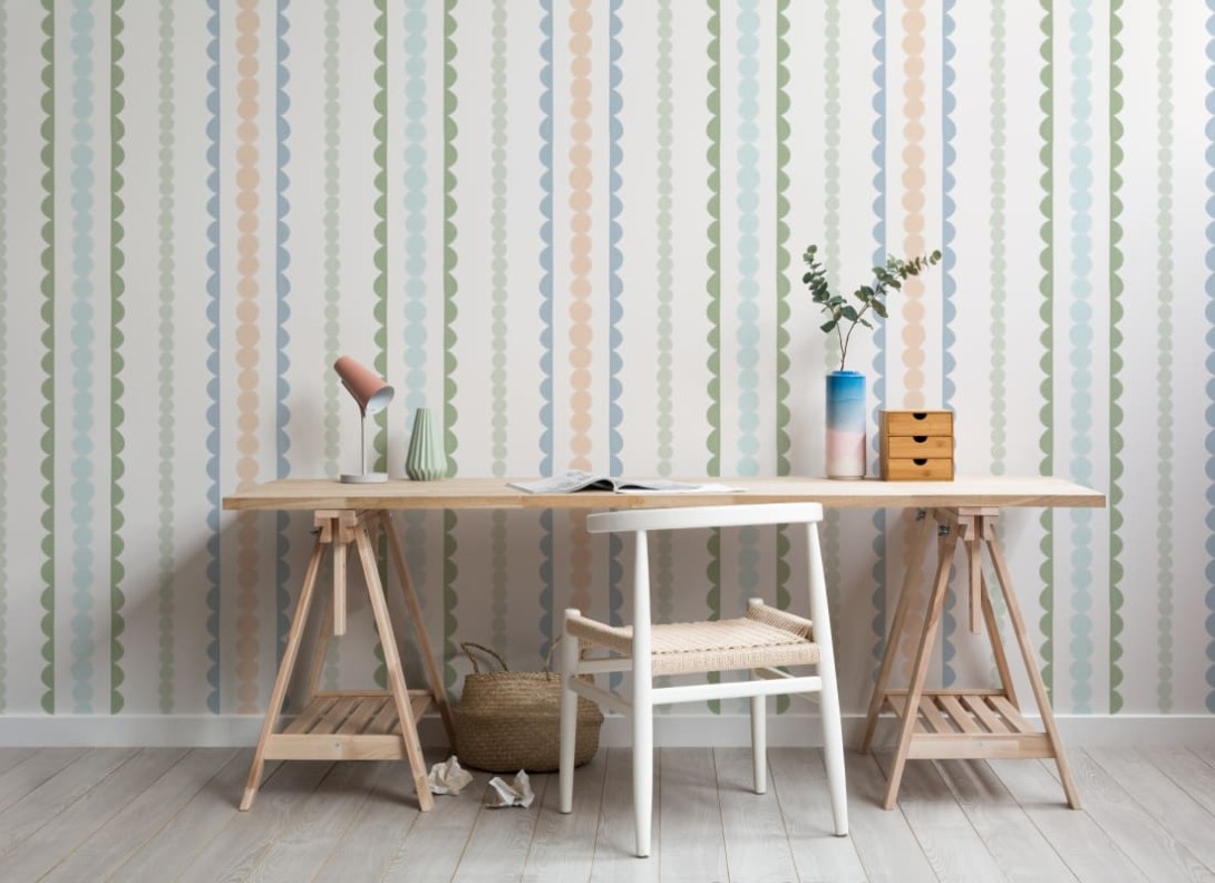 Hovia ST5578MU07W Bobbin Pastel - mural w ozdobne paski