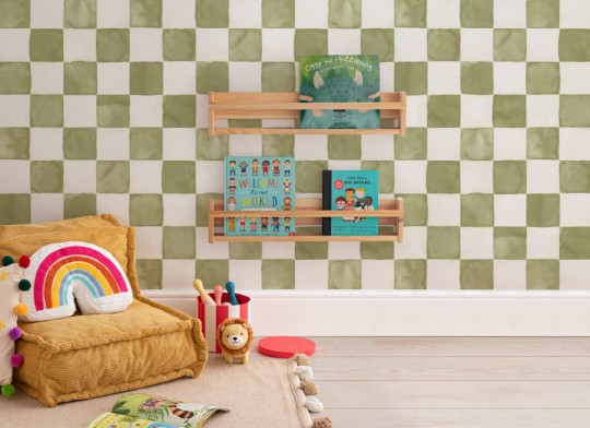 Hovia RP5581GR07W Checkers Green - mural w akwarelową szachownicę