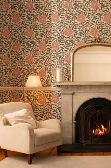 Hovia FL5074PI04W Qianlong Pink - mural w piwonie