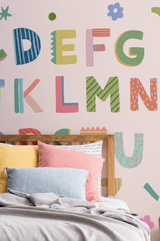 Hovia CH0221PI07W Alphabet Pink - mural dla dzieci w alfabet