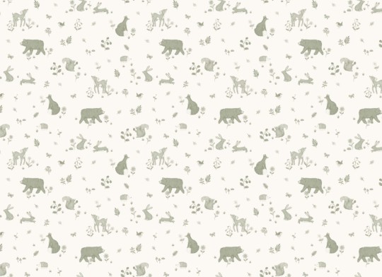 Hovia CH5629GR07W Springwood Green - mural dla dzieci w leśne zwierzęta