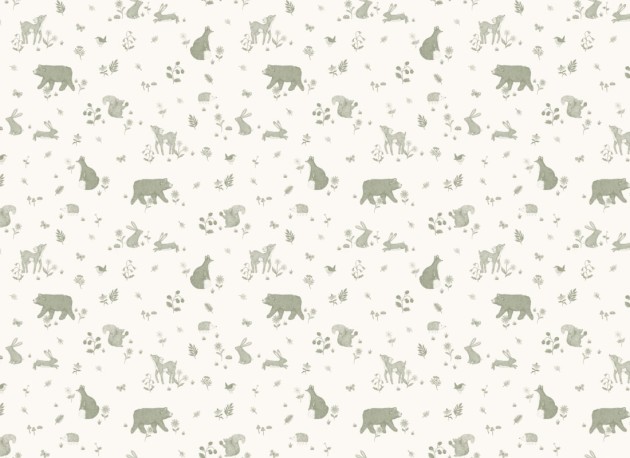 Hovia CH5629GR07W Springwood Green - mural dla dzieci w leśne zwierzęta