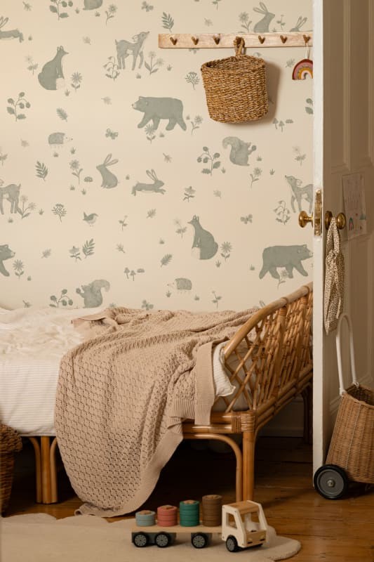 Hovia CH5629GR07W Springwood Green - mural dla dzieci w leśne zwierzęta